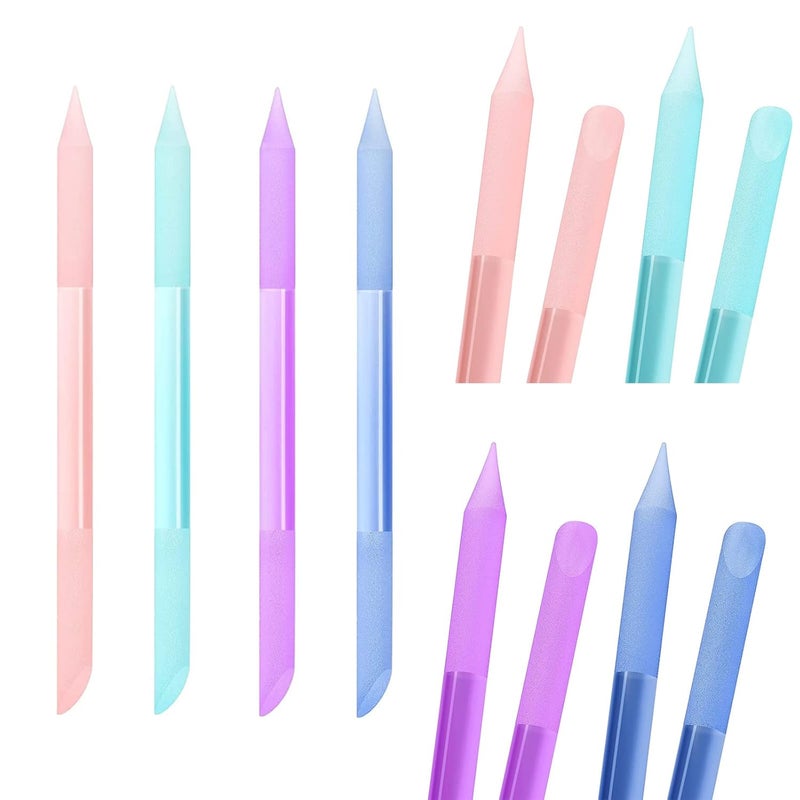 heemeei 4Pcs Glass Cuticle Pusher, Dual-Ended Manicure Stick, Crystal Cuticle Pusher Glass File, Professional Precision Filing Cuticle Remover, Manicure Pedicure Tools for Nails and Cuticles Care… - Image 1